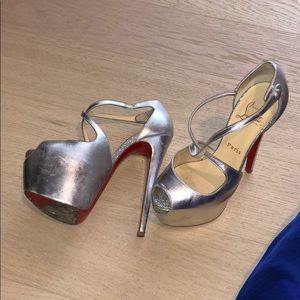Silver Christian Louboutin dinner shoes